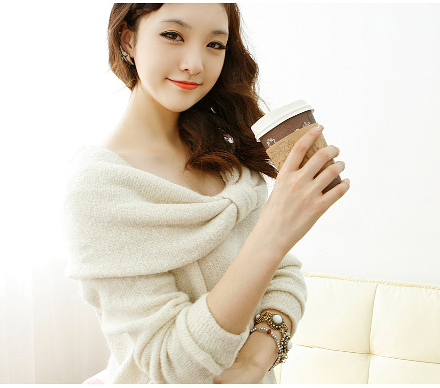 Pre Order - เสื้อกันหนาวแฟชั่น ดีไซด์เก๋ คอปก ผูกเป็นผีเสื้อ