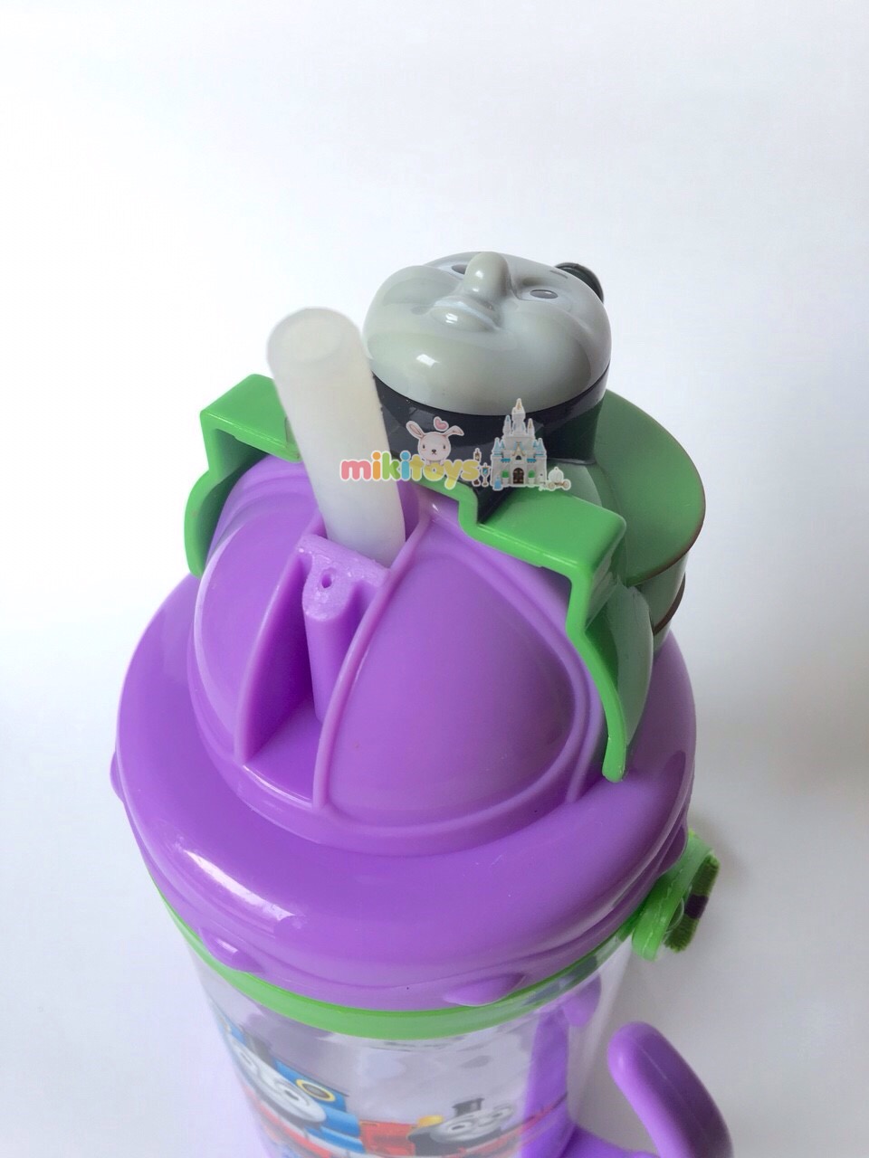 กระติกน้ำพร้อมหูจับ Thomas&Friends 3D (PERCY สีม่วง-เขียว) ฝาเลื่อน3D หลอดในตัว**BPA Free ปลอดภัยค่ะ