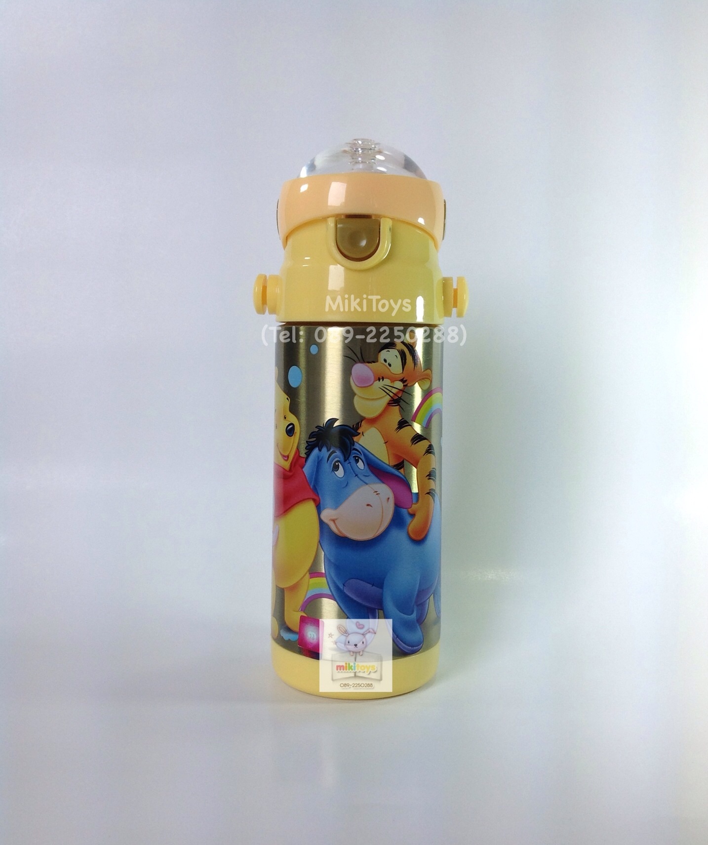 กระติกน้ำหมีพูห์ วินนี่ เดอะพูห์ Winnie The Pooh สีเหลืองทอง ลายหมีพูห์ Pooh,อียอร์ Eeyore,ทิกเกอร์ Tigger#SP36