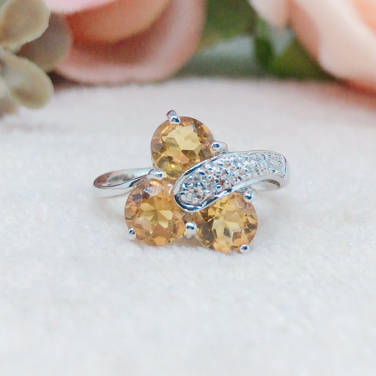 แหวนเงินแท้ พลอยซิทรีนแท้(ราศีพิจิก)