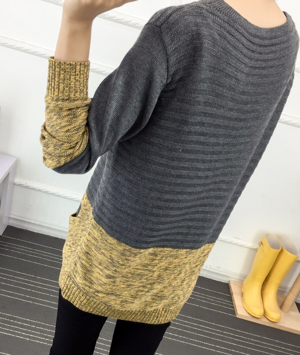 PreOrderคนอ้วน - เสื้อไหมพรมกันหนาวไซส์ใหญ่ ไม่หนา สีเทาเหลือง