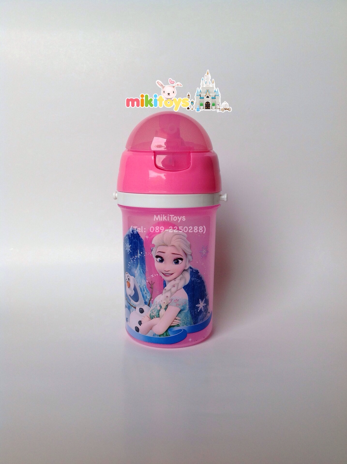 ✅กระติกน้ำโฟรเซน FROZEN ลายเอลซ่า&โอลาฟ (Elsa&Olaf) #FZ1/400 รุ่นกดฝาเด้ง สีชมพู