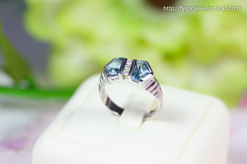 แหวนเงินแท้ พลอยบลูโทแพสแท้(ราศีธนู)