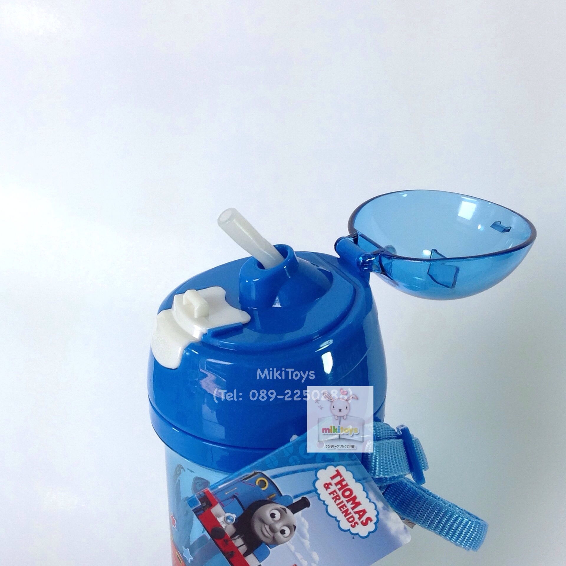 กระติกน้ำโทมัส Thomas สีฟ้าใส รุ่นฝาเด้ง หลอดในตัว *BPA free ปลอดภัยค่ะ