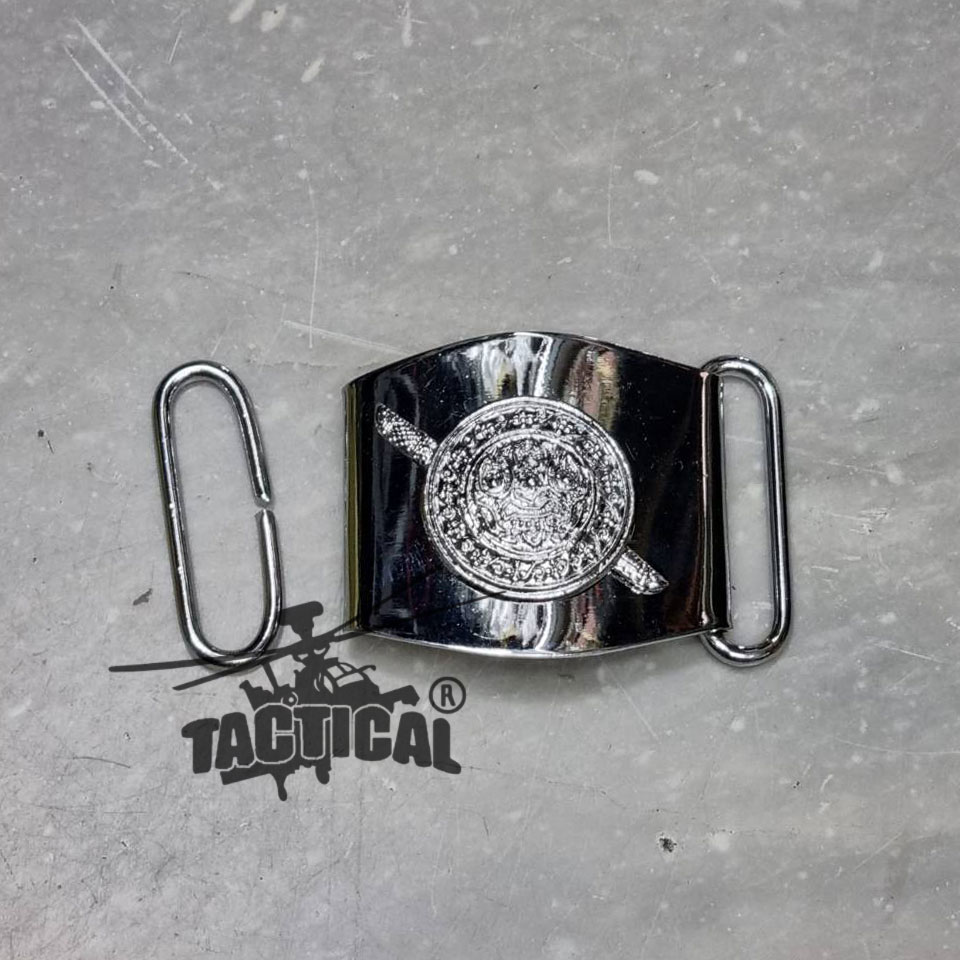 เข็มขัดไนลอนกุ๊นขอบ + หัวตราโล่