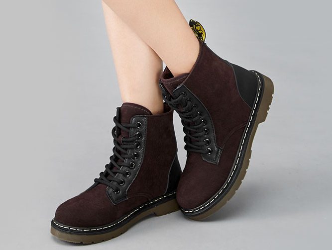 Pre Order - รองเท้ากันหนาว รองเท้าลุยหิมะ หนัง Pu ข้างในบุกำมะหยี่ สูง 17.5cm สี : น้ำตาล / ดำ ไซส์ 35 / 36 / 37 / 38 / 39 / 40