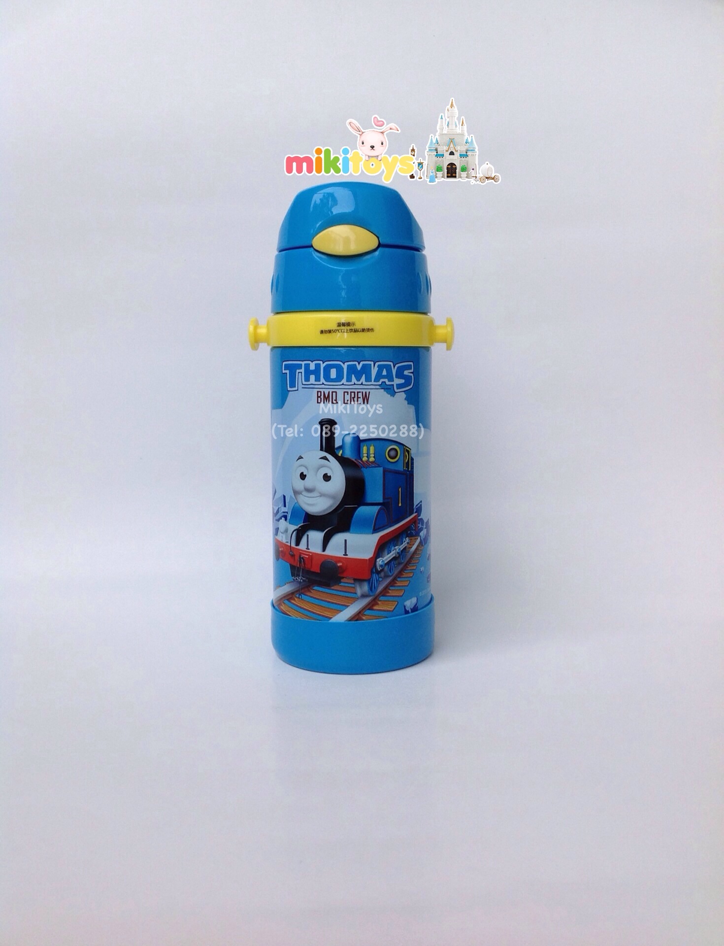กระติกน้ำรุ่นเก็บอุณหภูมิ Thomas and Friends (โทมัส) สีฟ้า ขอบเหลือง ลายสกรีนเท่มากๆๆจ๊ะ สามารถเก็บอุณหภูมิได้ทั้ง ร้อน และ เย็น /ฝากดเด้ง หลอดนิ่ม