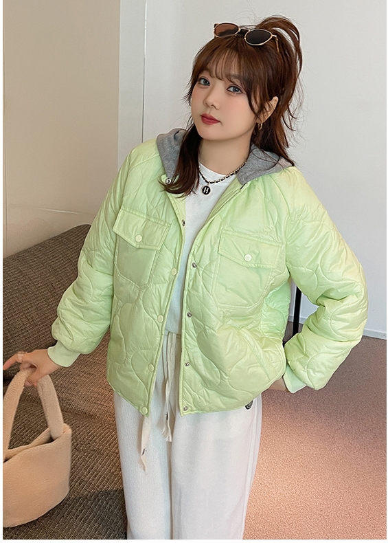 CS0001 เสื้อกันหนาวไซส์ใหญ่ ผ้าร่ม กระดุมหน้า มีHood