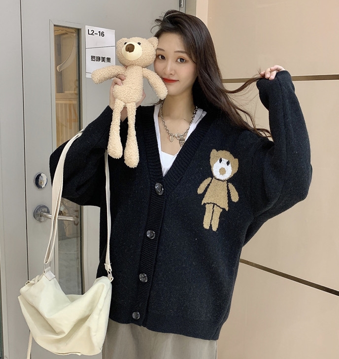 CO-001 เสื้อคาร์ดิแกนกันหนาว สไตล์เกาหลี (ไม่มีตุ๊กตาติดด้านหลัง)