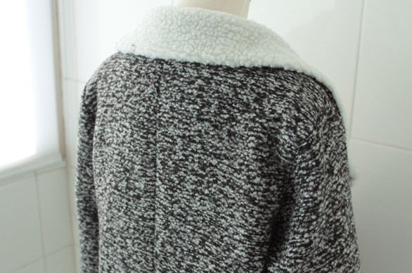 Pre Orderไซส์ใหญ่ - เสื้อกันหนาวแฟชั่น คนอ้วน ไซส์ใหญ่ เสื้อโค้ทขนสัตว์ จากหนังแกะ สีเทาดำ