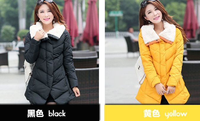 PreOrder - เสื้อกันหนาวแฟชั่นเกาหลี ไซส์ใหญ่ ไซส์เล็ก เป็นแจ๊คเก็ตตัวยาว คอปกใหญ่ สี : แดง / เขียว / ดำ / เหลือง