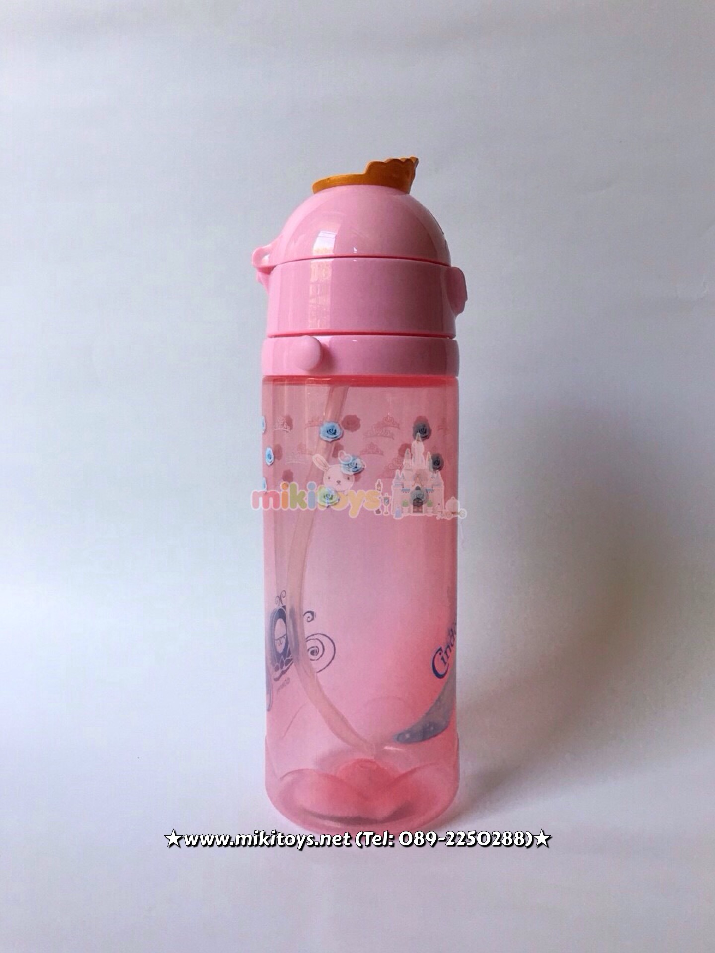 3D ~ กระติกน้ำสำหรับเด็ก Princess with crown 3D เจ้าหญิง สีชมพูหวานๆ ลายมงกุฏและดอกกุหลาบ