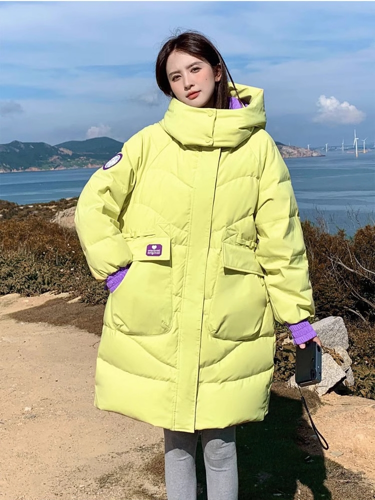 2324-0007 เสื้อกันหนาวขนเป็ดขาว มีHoodนะคะ