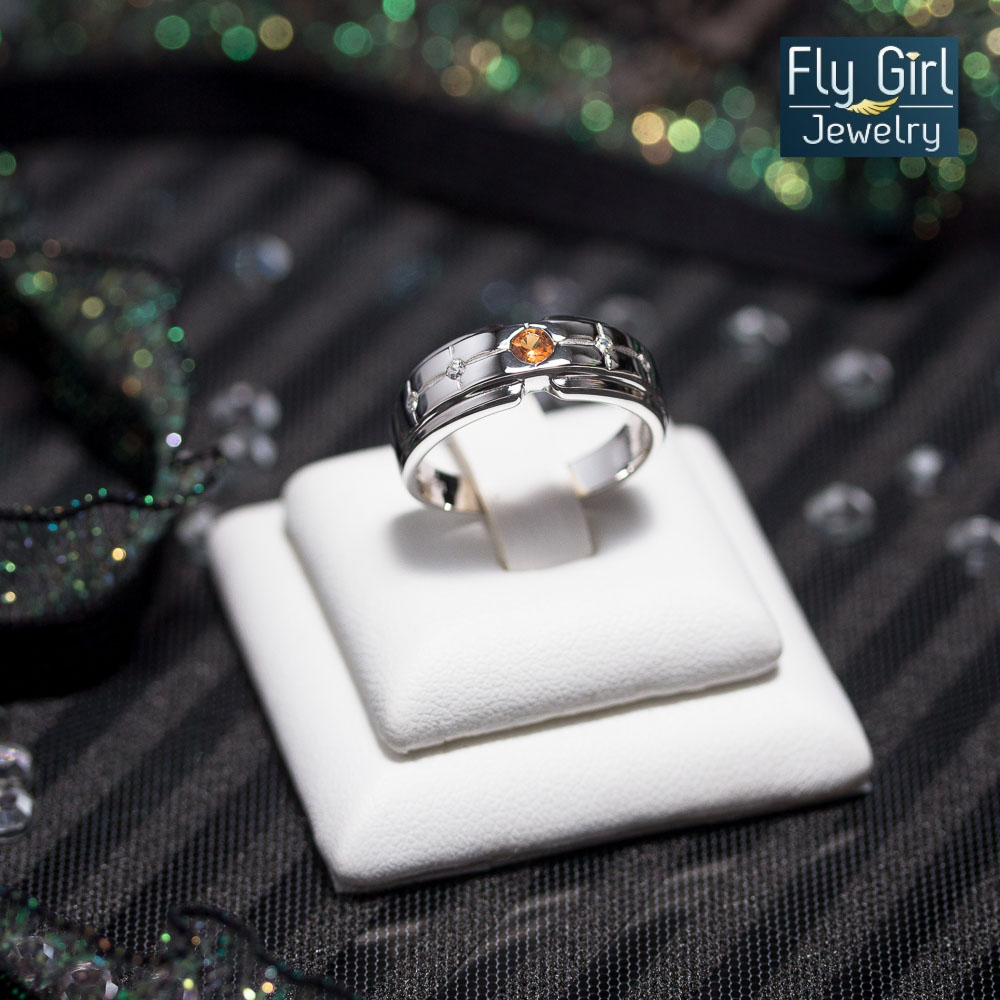 แหวนเงินแท้ พลอยบุษราคัมแท้ UNISEX