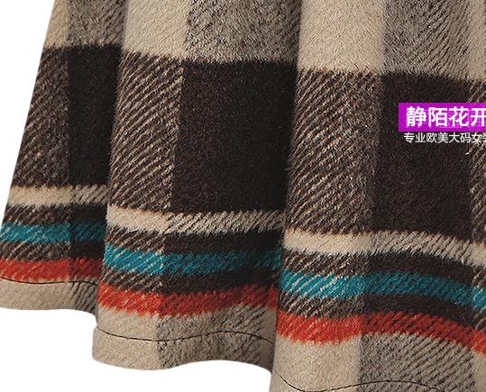 PreOrderไซส์ใหญ่ - เสื้อกันหนาวแฟชั่น ไซส์ใหญ่ ตัวยาวเป็นกระโปรง ลายสก๊อต สี : เขียว / กากี