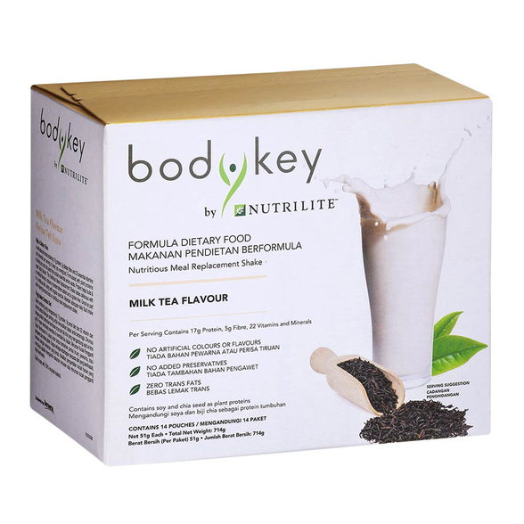 BodyKey by Nutrilite Meal Replacement Shake ( Milk Tea ) บอดี้คีย์ รสชานม อาหารเสริมลดน้ำหนัก ด้วยวิธีทดแทนมื้ออาหาร
