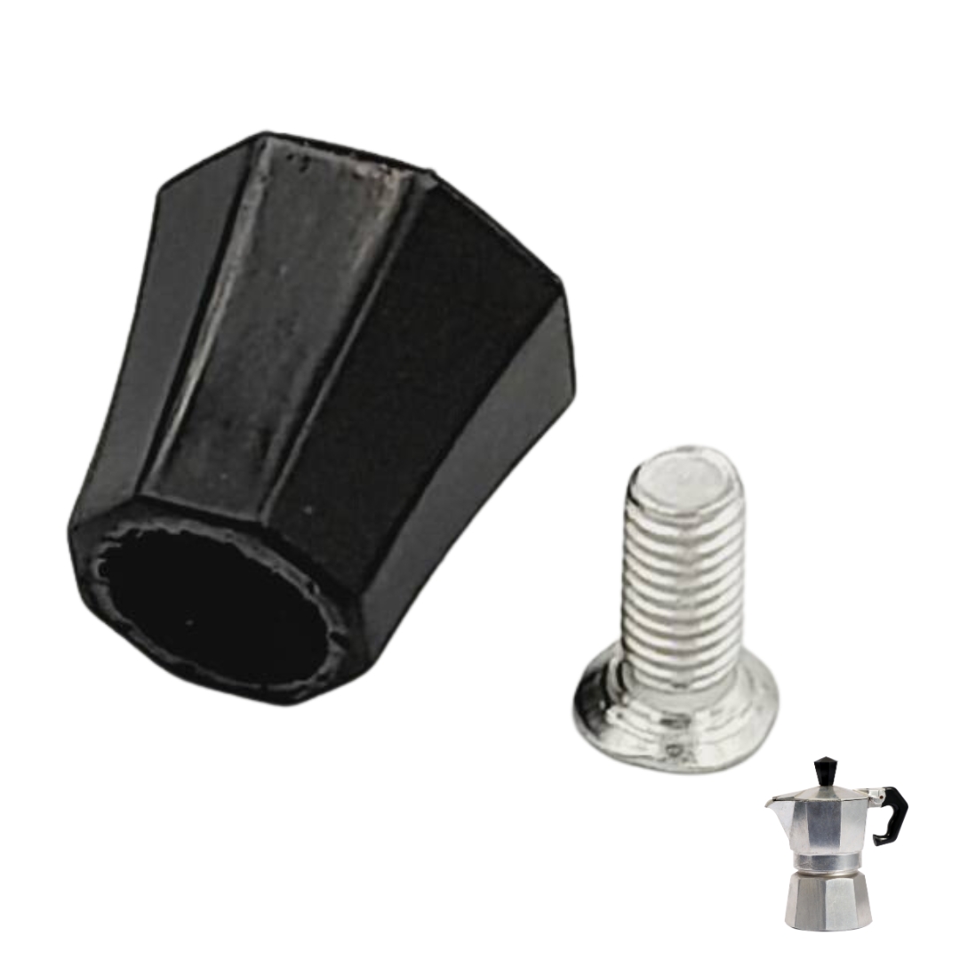 อะไหล่ที่จับจุกดำสำหรับเปิดฝาหม้อกาแฟพร้อมน็อต มอคค่าพอท ขนาด 3 คัพ รหัส 2684