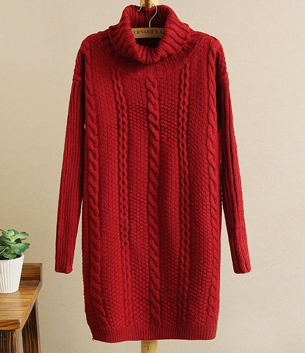 PreOrderเสื้อผ้าคนอ้วน - เสื้อไหมพรมกันหนาว ไหมพรมคอสูง สี : ครีม / ชมพู / ไวน์แดง / เขียว / ดำ