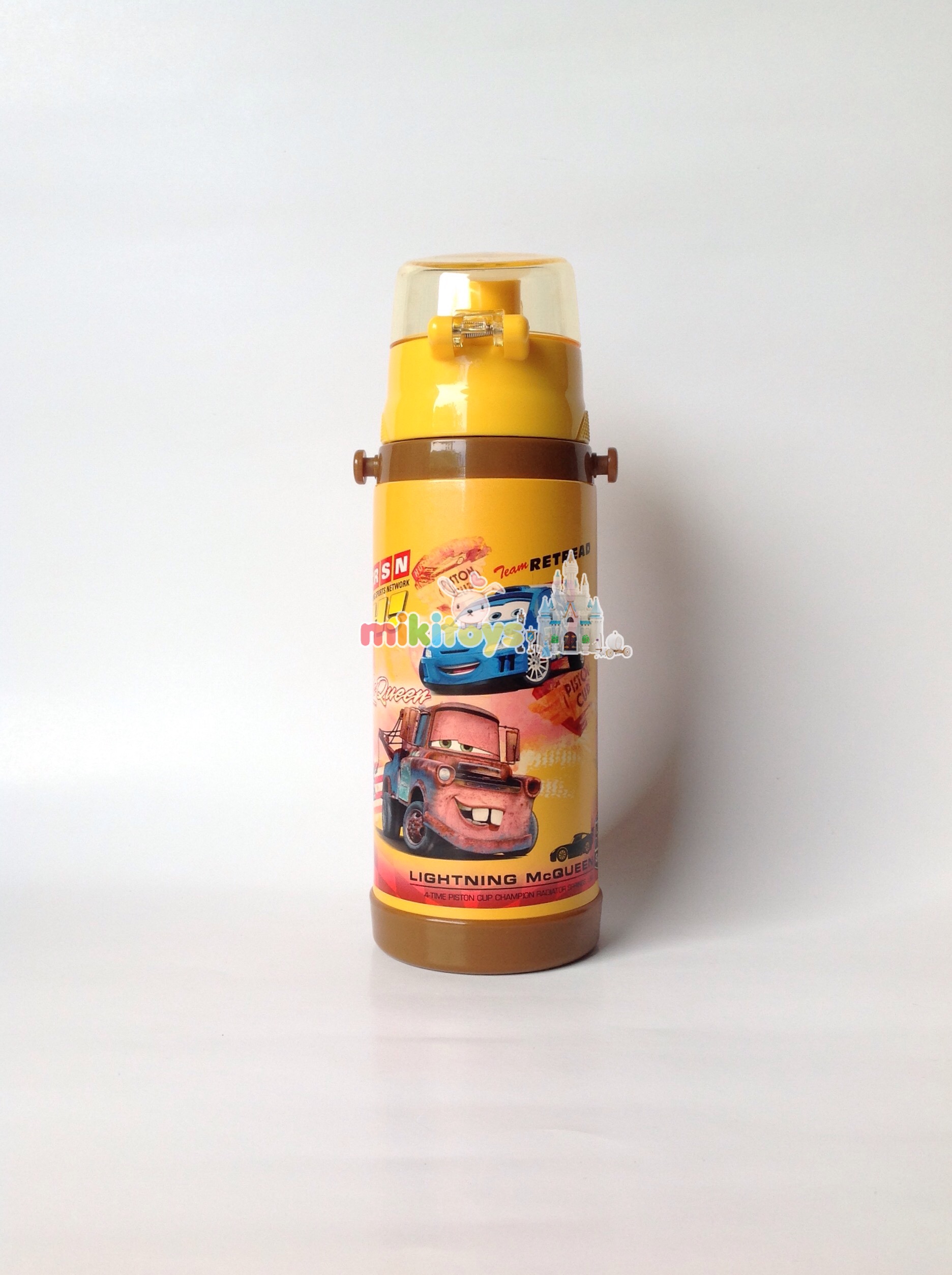 กระติกน้ำเก็บความเย็น รุ่นยกดื่ม คาร์ แมคควีน สีเหลือง Disney YELLOW Cars McQueen (1st to the finish) ระบบตัวล็อค2ชั้น