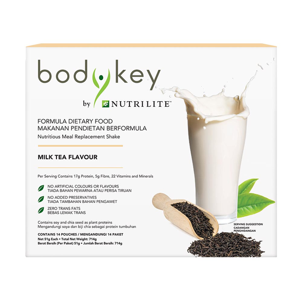 BodyKey by Nutrilite Meal Replacement Shake ( Milk Tea ) บอดี้คีย์ รสชานม อาหารเสริมลดน้ำหนัก ด้วยวิธีทดแทนมื้ออาหาร