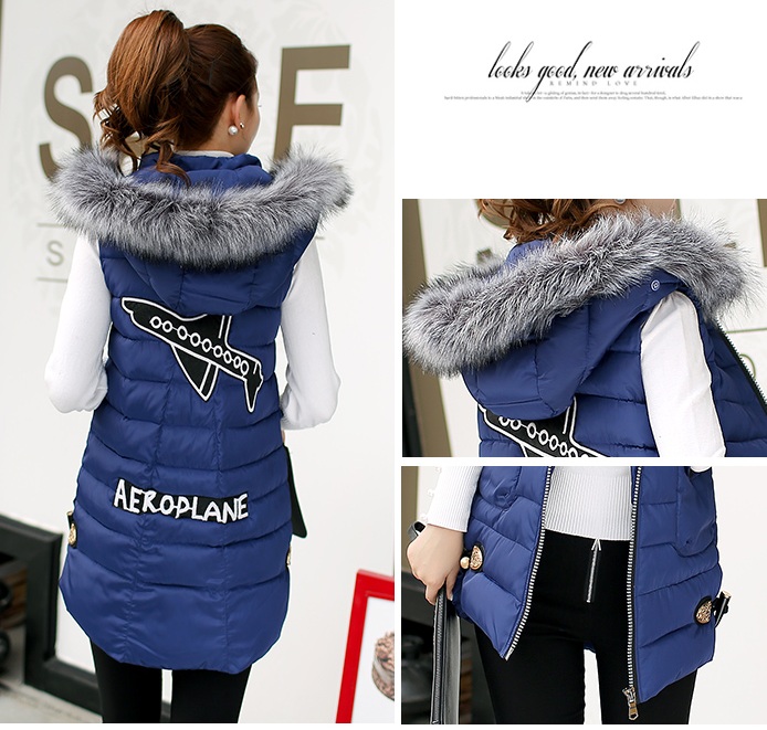 PreOrderคนอ้วน - เสื้อกั๊กแฟชั่น ผ้าร่มบุนวม มี Hood ขนเฟอร์ มีลายด้านหลัง สี : ดำ / แดง / เหลือง / เทา / เขียวทหาร / เขียงใบไม้ / ครีม / ชมพู / น้ำเงิน