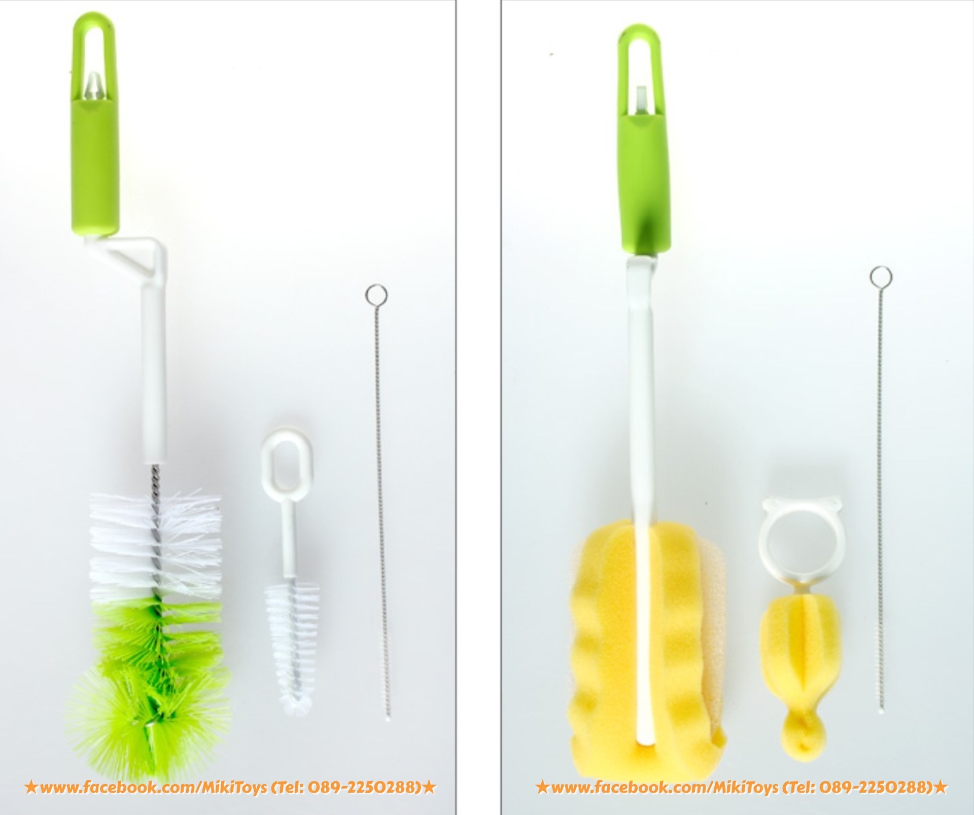 แปรงล้างขวดนมหรือกระติกน้ำแบบเซตใหญ่6ชิ้น (แบบA: สีชมพู+เหลือง และ แบบB:สีเหลืองล้วน)