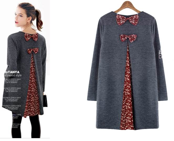 PreOrderไซส์ใหญ่ - เสื้อกันหนาวไซส์ใหญ่ คนอ้วน เก๋ ๆ ผาด้านหลัง พร้อมติดโบ สี : น้ำเงิน / เทา