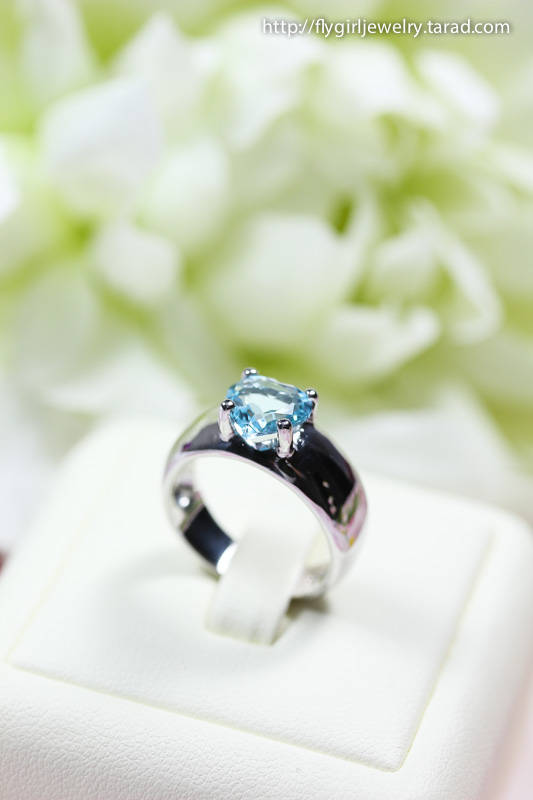 แหวนเงินแท้ พลอยบลูโทแพสแท้(ราศีธนู)