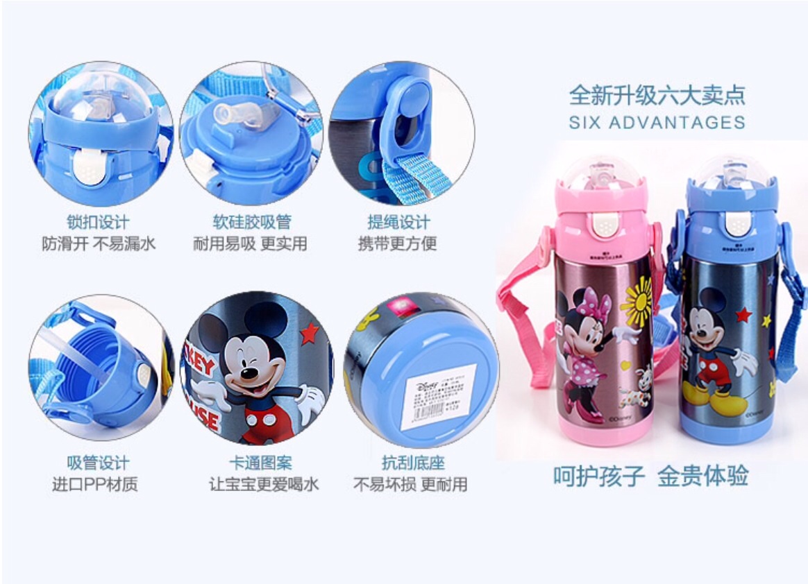 กระติกน้ำมิกกี้เมาส์ Disney Mickey Mouse Star⭐️หลอดดูดนิ่ม รุ่นเก็บอุณหภูมิ แถมฟรี!! ถุงหุ้มช่วยรักษาอุณหภูมิ1ถุงและแปรงล้างหลอด1ชิ้นค่ะ^^