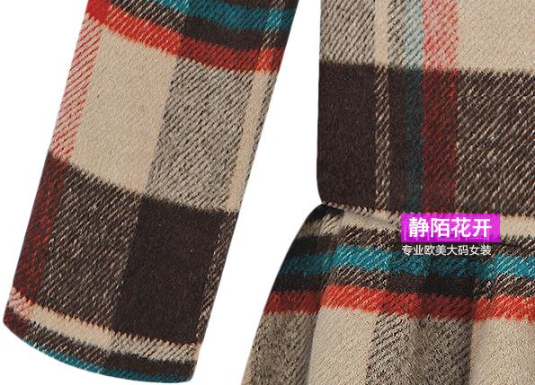 PreOrderไซส์ใหญ่ - เสื้อกันหนาวแฟชั่น ไซส์ใหญ่ ตัวยาวเป็นกระโปรง ลายสก๊อต สี : เขียว / กากี