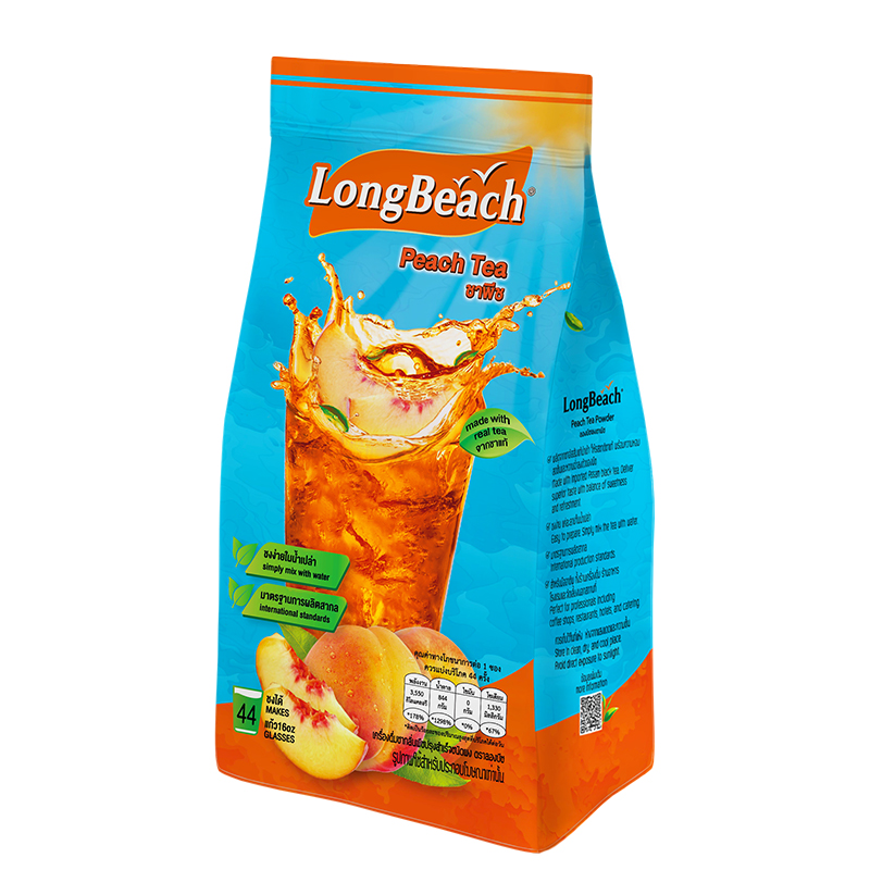 ลองบีชผงชาพีช ขนาด 900 กรัม LongBeach Peach Tea 900 g. รหัส 0616