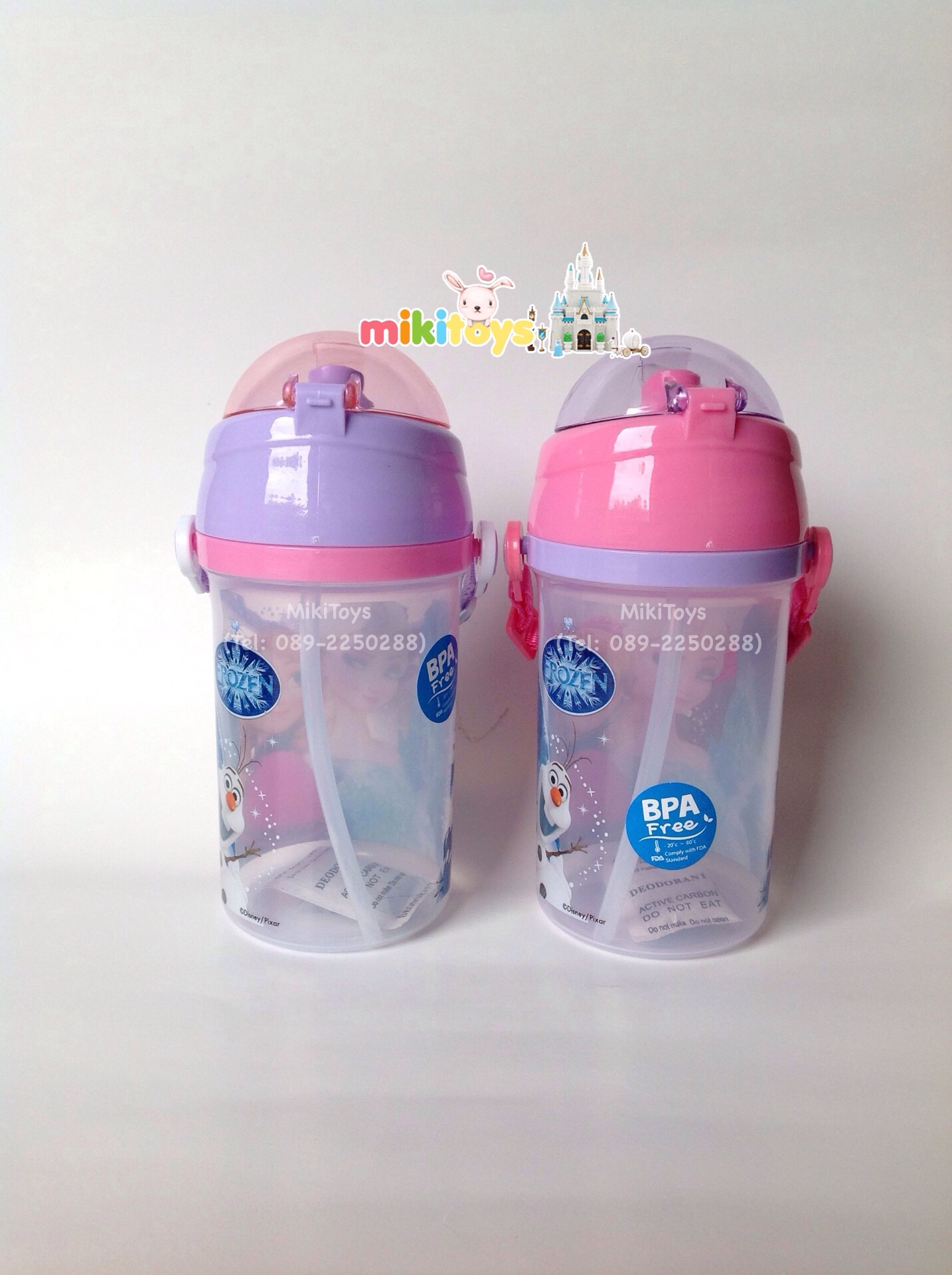 ✅กระติกน้ำเจ้าหญิงโฟรเซ่น Frozen Elsa&Anna #FZpp500 สีม่วง สายสะพายสีม่วง **BPA Free ปลอดภัยกับเด็กๆค่ะ