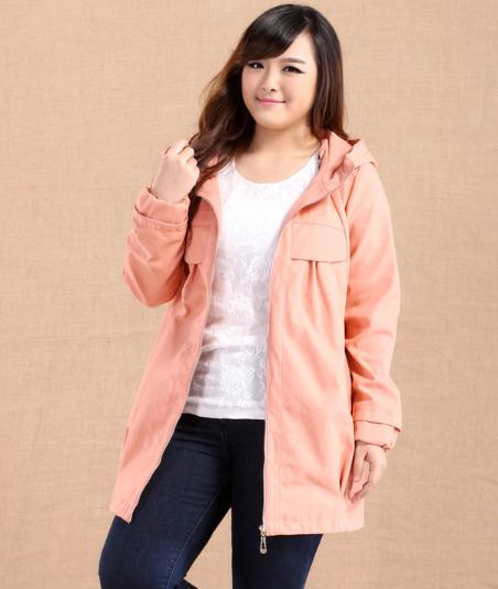 PreOrderไซส์ใหญ่ - เสื้อกันหนาวแฟชั่น ไซส์ใหญ่ คนอ้วน อุ่น ๆ มีHood สีชมพู