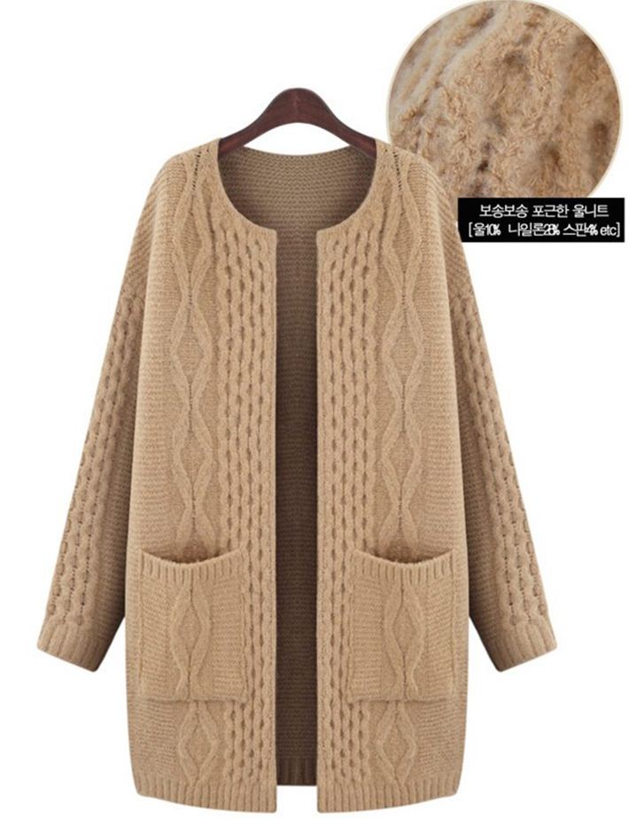 PreOrderไซส์ใหญ่ - เสื้อกันหนาว-คาร์ดิแกน ไซส์ใหญ่ คนอ้วน ไหมพรม สี : น้ำตาล / น้ำเงิน