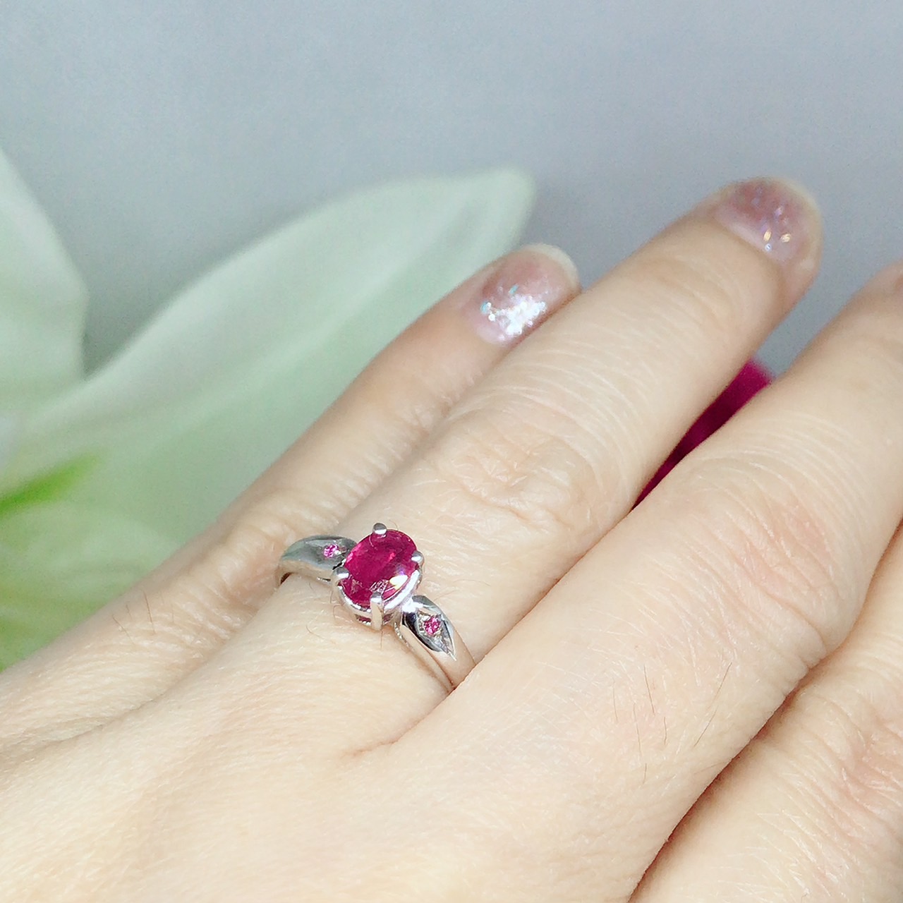 แหวนเงินแท้ พลอยทับทิมแท้(ราศีกรกฎ)