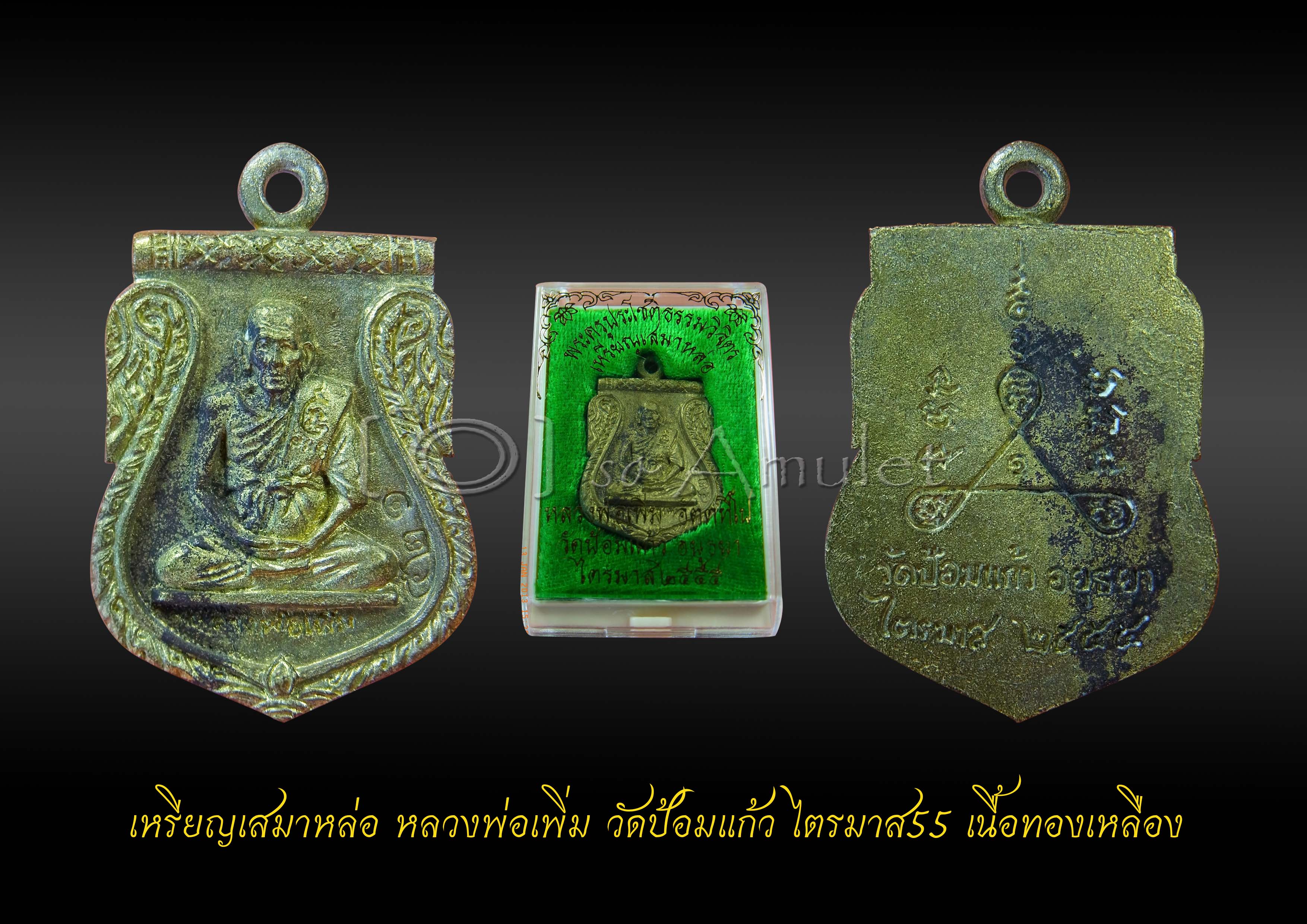 เหรียญเสมาหล่อ หลวงพ่อเพิ่ม วัดป้อมแก้ว ไตรมาส55 เนื้อทองเหลือง