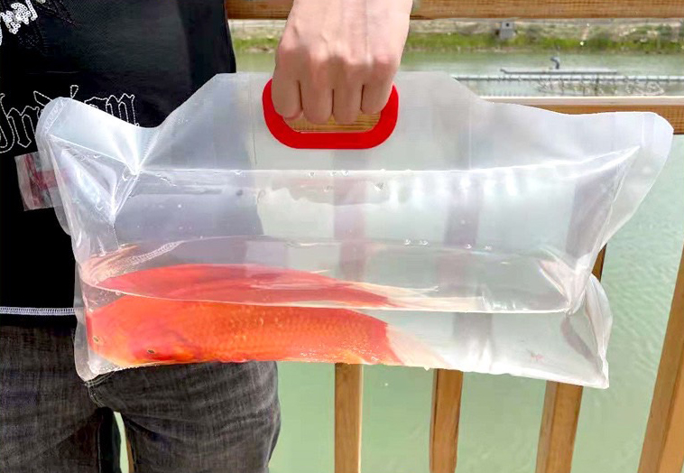 ถุงใส่ปลา-กุ้ง แบบมีหูหิ้ว ความหนา 450 ไมครอน/ 0.45 mm. [แพ็ค 10 ชิ้น]