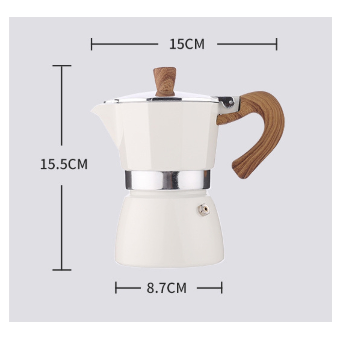 มอคค่าพอท กาต้มกาแฟ อลูมีเนียม ขนาด 3 คัพ 150 ml สีบูติกครีม Moka Pot 3 Cup Lake Blue รหัส 1839