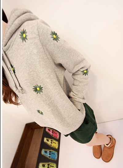 Pre Order - เสื้อกันหนาวแฟชั่น ผ้าขนแกะ ดีไซด์น่ารัก พร้อม Hood : สีชมพู / สีเทา / สีเขียว / สีดำ