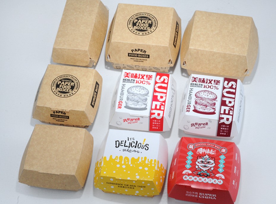 กล่องใส่เบอร์เกอร์-อาหารทอด กระดาษ Food Grade เคลือบกันไขมัน (grease-proof paper) แพ็ค 50 ชิ้น