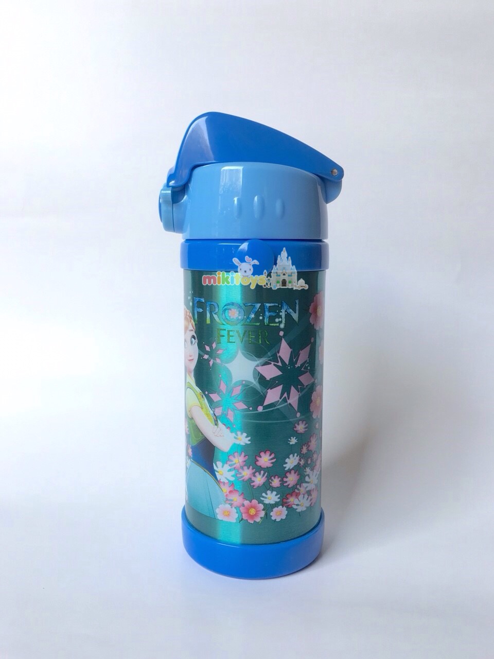 กระติกน้ำ โฟรเซ่น FROZEN Fever ลายใหม่ #Blue สีฟ้าสวยมากค่ะ ขนาด350ml. รุ่นกดแล้วฝาเด้ง พร้อมตัวล็อค2ชั้น เก็บอุณหภูมิ
