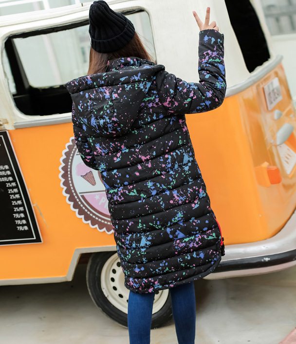 PreOrderคนอ้วน - เสื้อโค้ทกันหนาว ตัวยาว บุนวม+นุ่น ลายผ้าสวย สีดำ