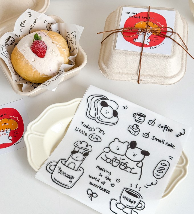 กระดาษไขรองอาหาร (Greaseproof paper) เคลือบกันน้ำ-น้ำมัน Little Fun (แพ็ค 98-100 ชิ้น)