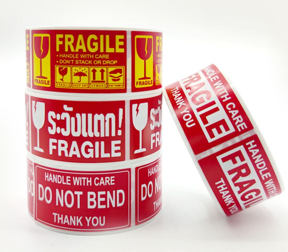 สติ๊กเกอร์ FRAGILE จำนวน 250 ดวง/ม้วน