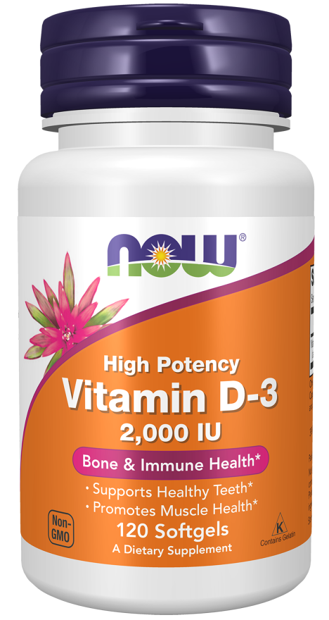 NOW Vitamin D3 2000 IU 120 Softgels ช่วยเสริมสร้างกระดูก ป้องกันกระดูกพรุน ป้องกันกระดูกบาง ช่วยเพิ่มภูมิคุ้มกันหวัด โควิท19 Covid