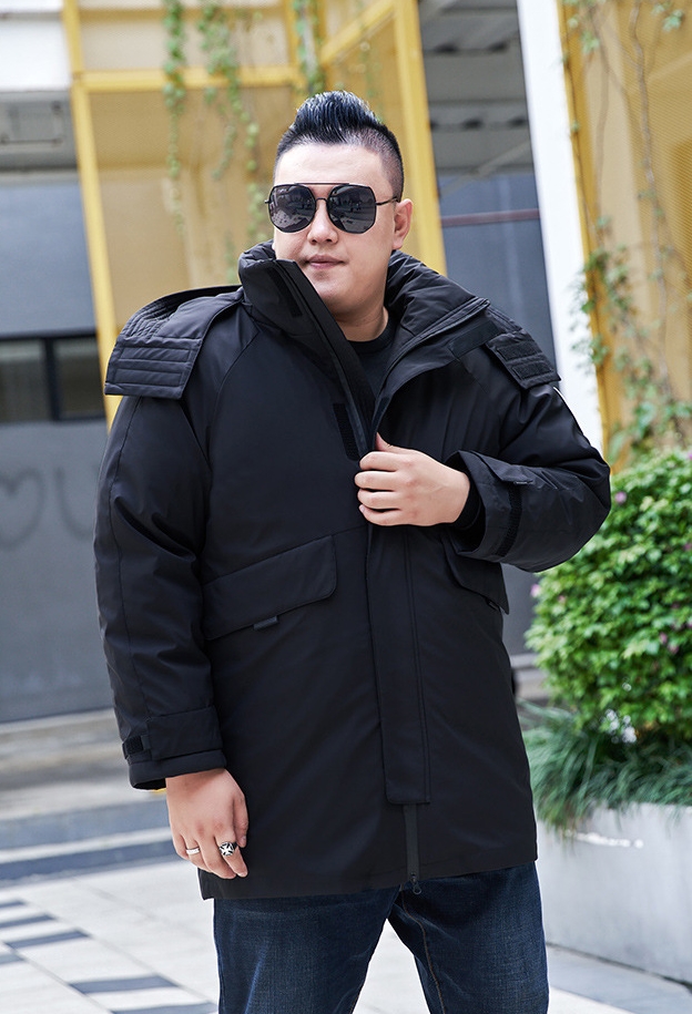 M2324-0026 โค้ทผู้ชายไซส์ใหญ่ ขนเป็ด กันน้ำ หล่อเท่ ๆ ซับถอดได้ ไม่ติดซิปหน้า