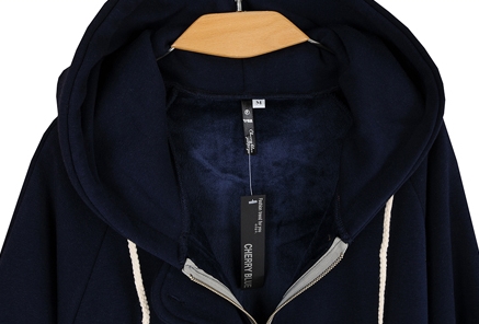 PreOrderไซส์ใหญ่ - เสื้อกันหนาวแฟชั่นไซส์ใหญ่ เหมือนเป็นผ้าสองชิ้น ติดซิปหน้า มีHood อุ่นแน่นอน สี : สีน้ำเงิน / สีดำ