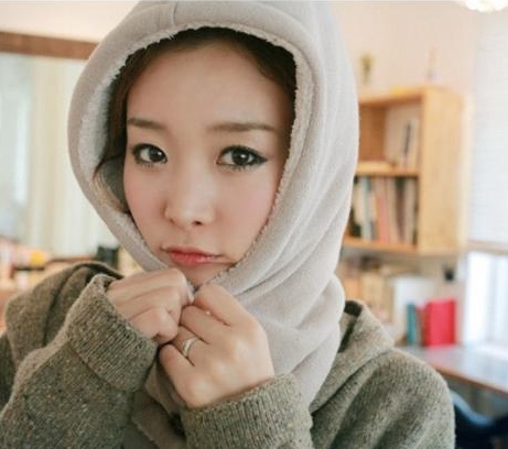 Pre Order - เสื้อกันหนาวแฟชั่นเกาหลี แยกหมวกออกจากตัวเสื้อได้ สะดวกสบาย : สีเบจ / สีเทาอ่อน