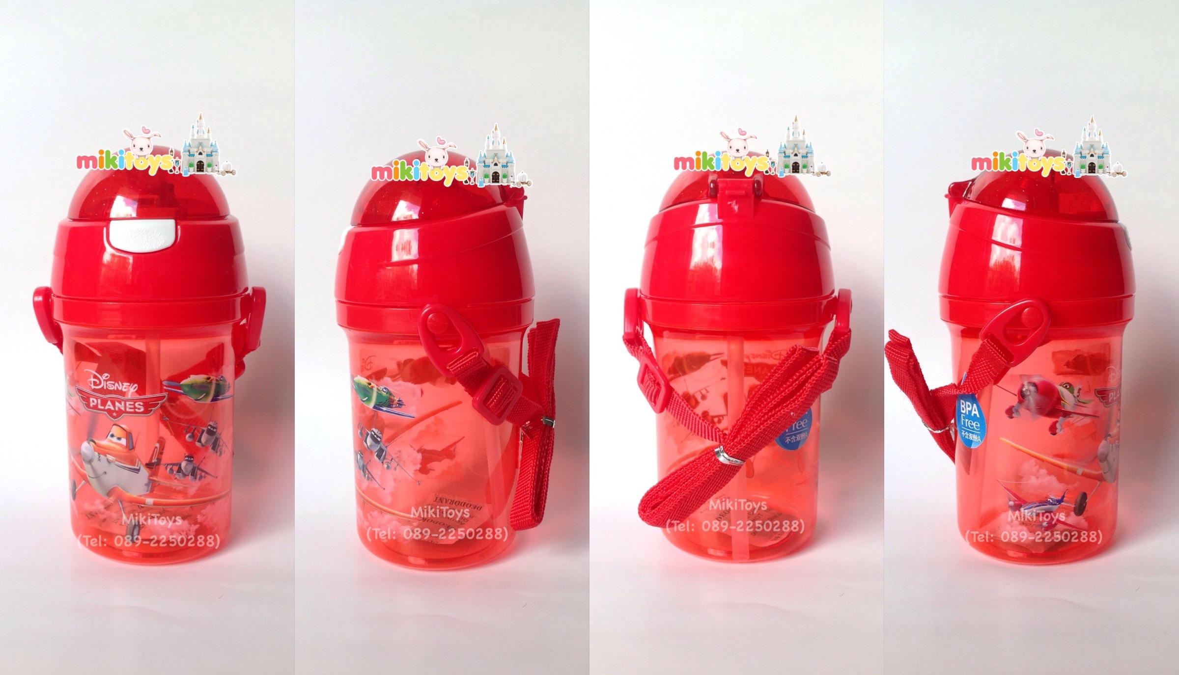 กระติกน้ำเด็กลายเครื่องบิน Planes เหินซิ่งชิงเจ้าเวหา ขนาด400ml. รุ่นฝาเด้ง หลอดในตัว ลายสกรีนสวย