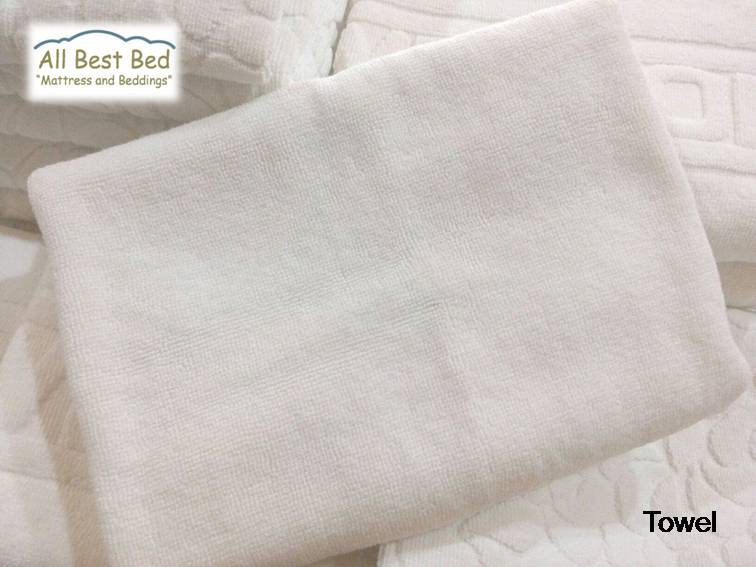 ผ้าขนหนูโรงแรม ขนคู่ สีขาว Pure Cotton100% เกรด A ทอขอบในตัว